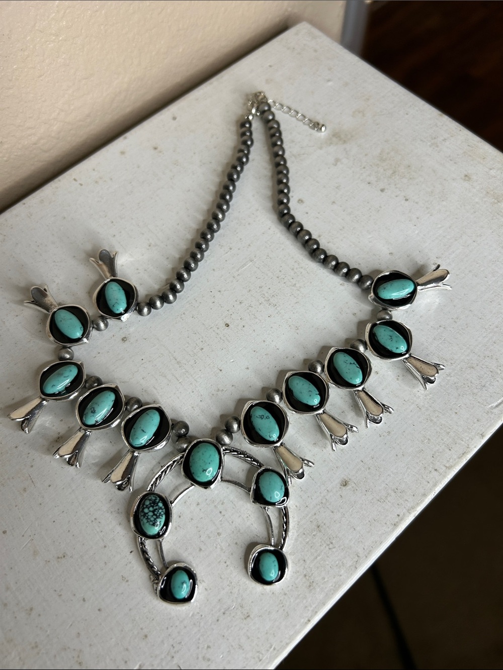 WESTERN Navajo Style Statement Necklace Squash Blossom - Picture 4 of 4